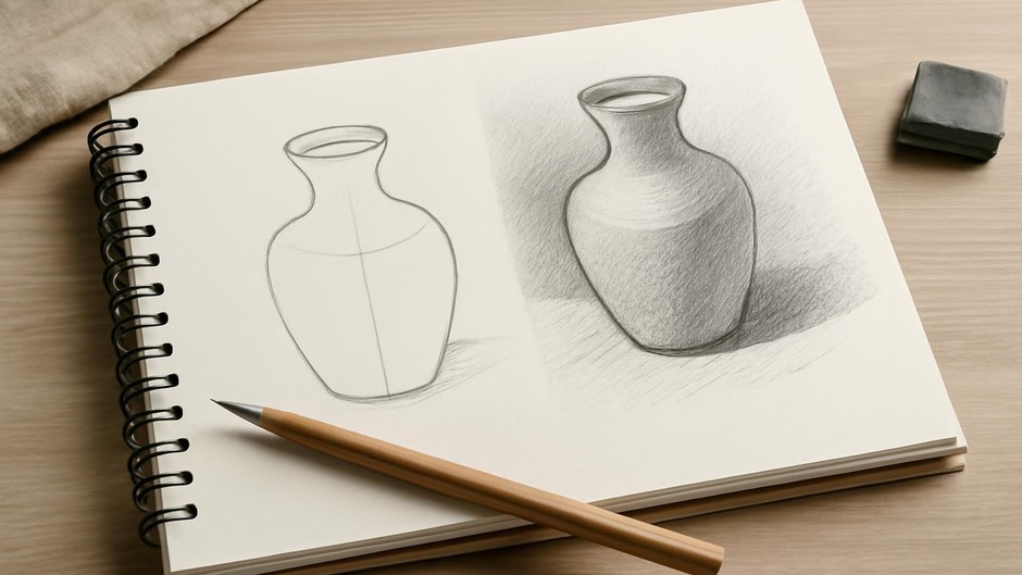 Thumbnail sketches showing contour and value approaches